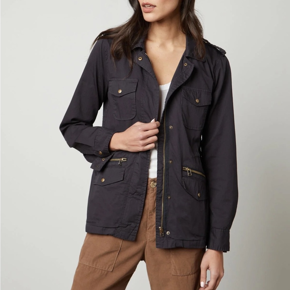 Women's Navy Utility Jacket with Gold-Tone Hardware